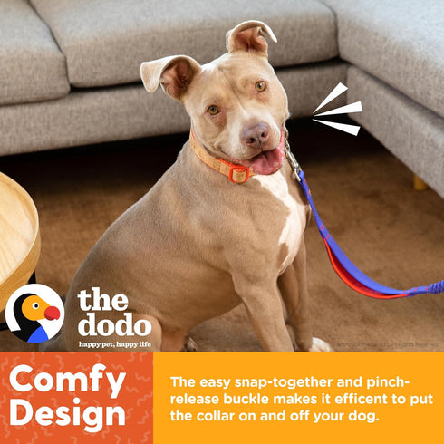 The Dodo Cork Dog Collar, Red Dodo Print, Size Large, Adjustable Snap Together, Pinch Release Buckle for Dogs.