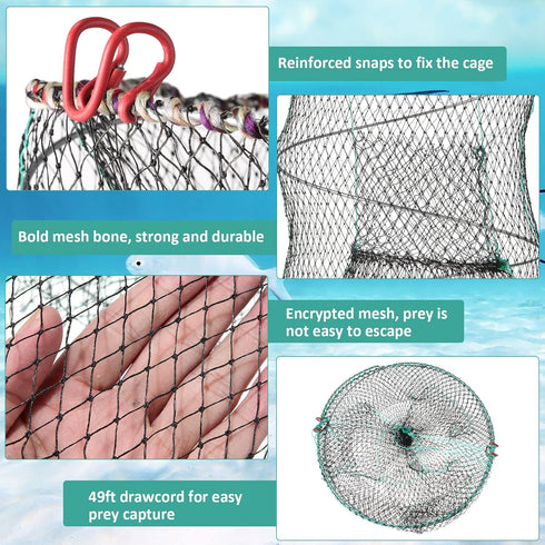4 Pack 49 12 24 Inch Zopeal Fishing Bait Trap Crab Trap Minnow Trap Crawfish Trap Lobster Trap Crayfish Shrimp Trap Net