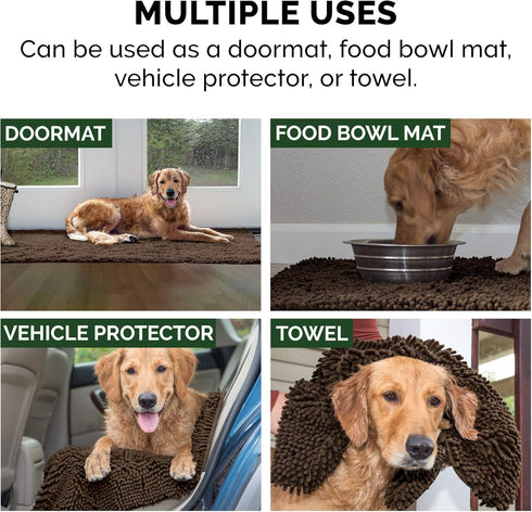 Furhaven 60" x 30" Highly Absorbent Runner Door Mat for Muddy Paws, 100% Washable Chenille Shammy Rug - Brown,