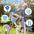 Kids Bike Basket, Woven Bicycle Basket with Stickers, Bell, Windmill, and Colorful Ribbons for Girls Boys