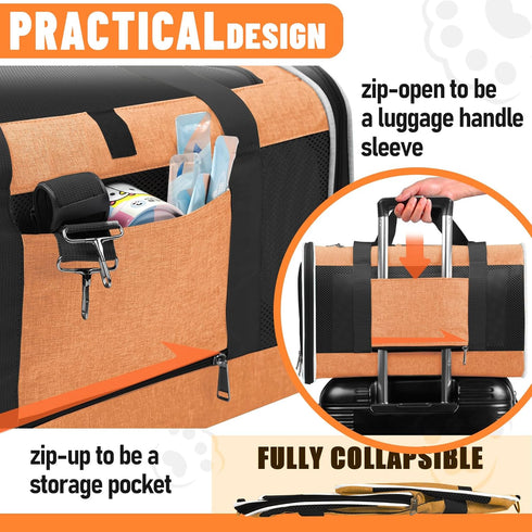 Large Cat Carry Bag, Soft Shell Pet Transport Crate for Shih-Tzu, 18x12x12 Top Opening Kennel for Small Animals