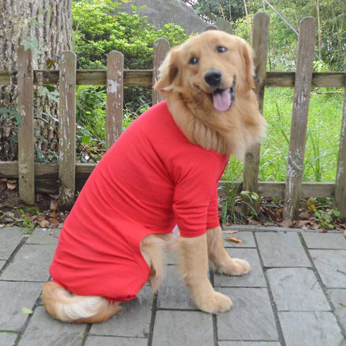 Lovelonglong Red Lightweight Dog Pajamas, Pure Cotton 4 Legs Jumpsuits T-Shirt PJS for Large Medium Small Dogs XS