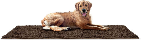 Furhaven 60" x 30" Highly Absorbent Runner Door Mat for Muddy Paws, 100% Washable Chenille Shammy Rug - Brown,