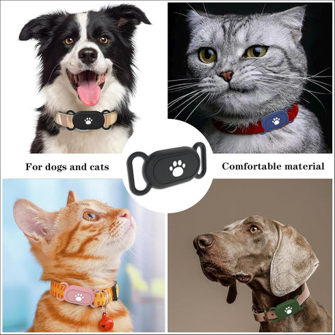 Waterproof Dog Collar Holder for Samsung Galaxy SmartTag2, Silicone GPS Tracker Loop Holder, Anti-Lost Case (Black)
