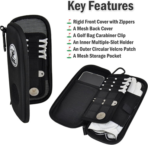 Golf Glove Holder Case, Keep Gloves Protected with Pocket & Slots for Accessories, Gift for Golfers