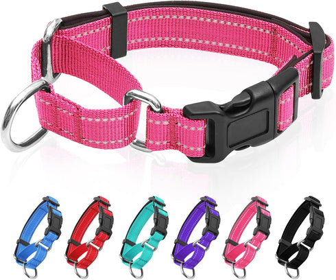 Reflective Martingale Dog Collars, Adjustable Soft Padded Breathable Nylon Pet Collar Suitable for Small Medium Large