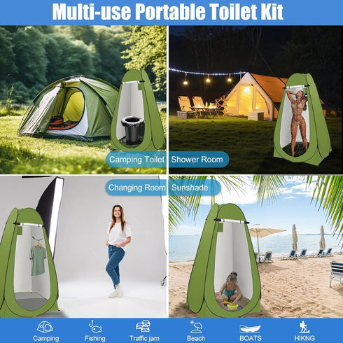 350LBS BLIKA Upgraded Retractable Portable Toilet with Soft Cushioned Seat, Foldable Camp Toilet for Adults & Kids