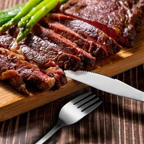 VANDBAO Camping Utensils Set, Portable Travel Cutlery with Case, Includes Extra Steak Knife and Boba Straw