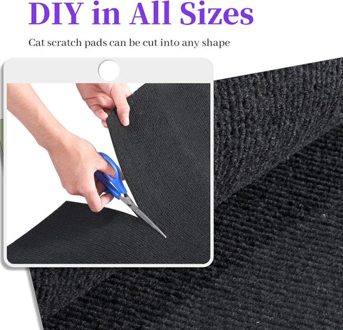 Cat Scratch Mat, Trimmable Self-Adhesive Furniture Protector, Covered 78.7"x15.8" Cat Couch Protector
