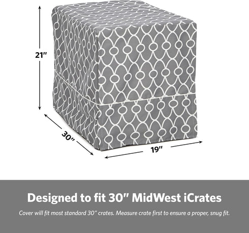 MidWest Homes for Pets Medium Dog Crate Cover, Teflon Fabric Protector, Fits Most 30-inch Crates, Gray