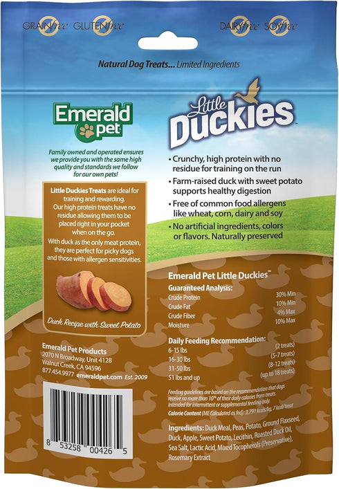 Emerald Pet Little Duckies Crunchy Natural Roasted Duck Dog Treats, Made in USA, Brown, 5-Ounce (00426-LS)