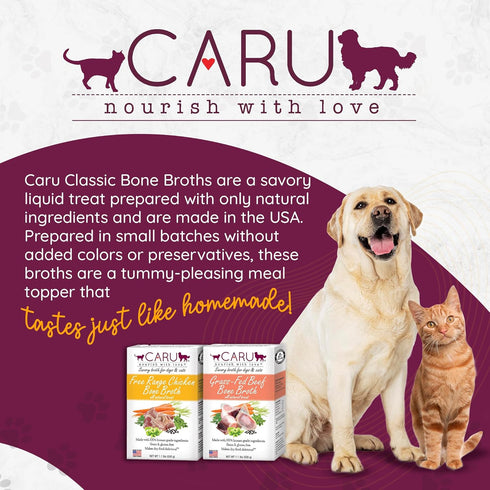 Caru Grass-Fed Beef Bone Broth for Dogs and Cats - 1.1 lbs, Moistens Dry Food or Pour Over Freeze Dried