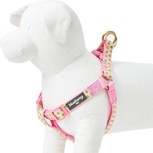 Blueberry Pet Step-in Velvety Polka Dot Flocking Dog Harness, Baby Pink, Chest Girth 26" - 39", Large, Adjustable