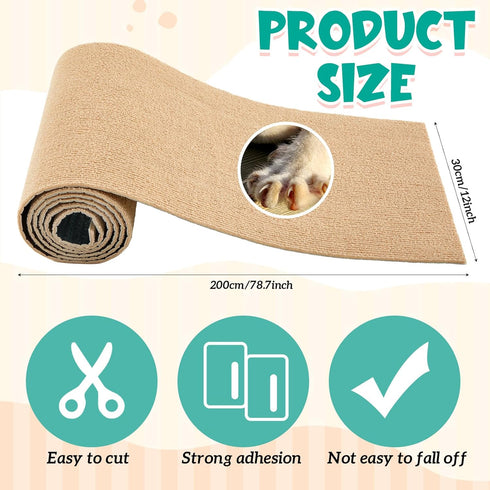 Maasechs 12 Inch 6.56 Rabbit Scratch Mat X ft Self Adhesive Bunny Scratching Pad Cuttable Claw and Teeth Care Rabbit