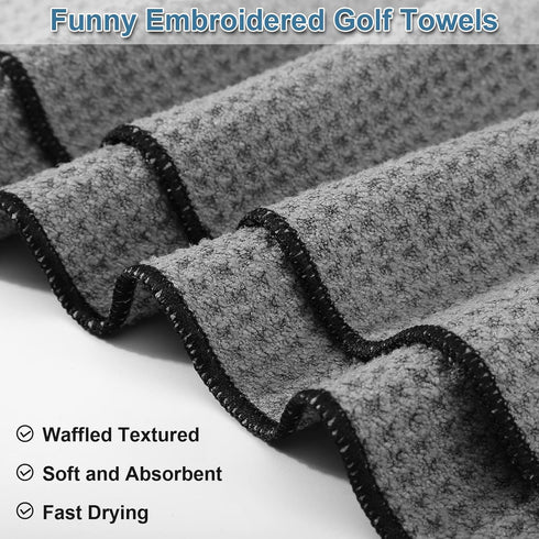 Moukeren 6 Pcs Funny Golf Towel | 16 x 24 Microfiber Embroidered Golf Bag Towel with Clip for Gifts