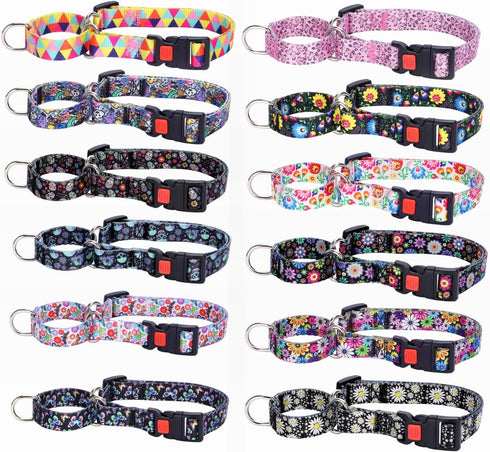 Weimostar Martingale Dog Collar, Quick Release Buckle Adjustable Soft Nylon Training Collar for Medium Dogs (Daisy