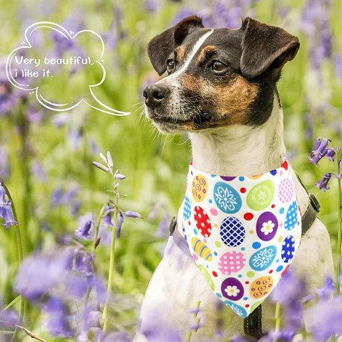 2 Pack, LosFong Easter Dog Bandanas Reversible Triangle Easter Eggs and Bunny Pet Scarf for Boys and Girls, Premium