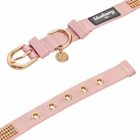 Blueberry Pet Sparkling Rhinestone Adjustable Dog Collar, Baby Pink, Neck 9-12.5", for Small Breed Dogs