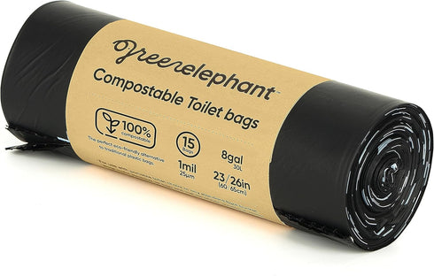 Green Elephant Portable Waste Bags Camping Potty Liners, Biodegradable Sanitary Bags for