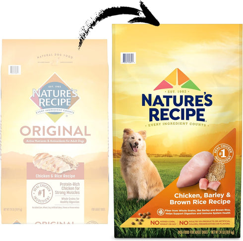 Nature's Recipe Chicken, Barley & Brown Rice Recipe Dry Dog Food, 24 lb. Bag