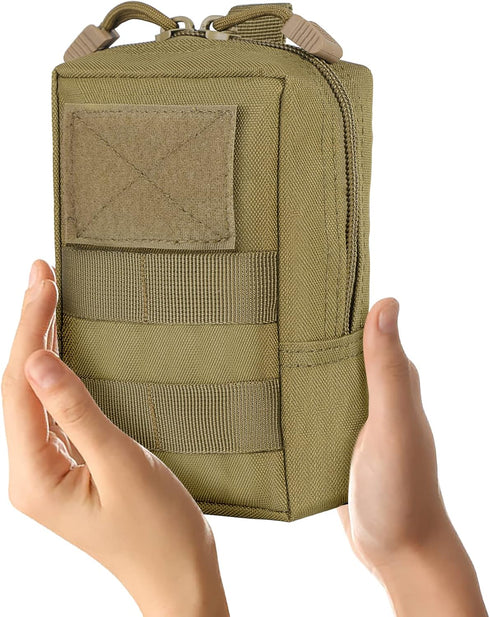 IronSeals Tactical Molle EDC Pouch, Multi-Purpose Compact Pack, Water-Resistant Utility Pouch with Flag Patch