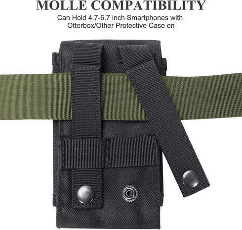 Universal Tactical MOLLE Holster - Army Mobile Phone Belt Pouch EDC Security Pack for iPhone 13 14 Pro, Samsung Galaxy
