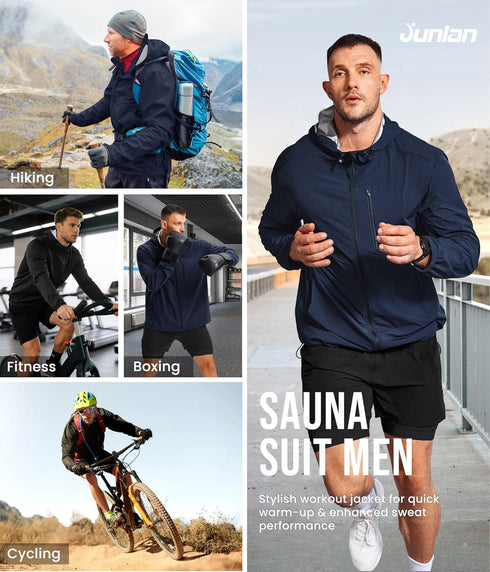 Men's Sauna Suit - Junlan Sweat Jacket for Gym Workouts