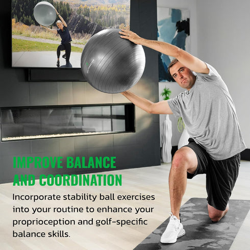 Stability Ball for Golf Training | Proven by Scottie Scheffler | 65cm Grey