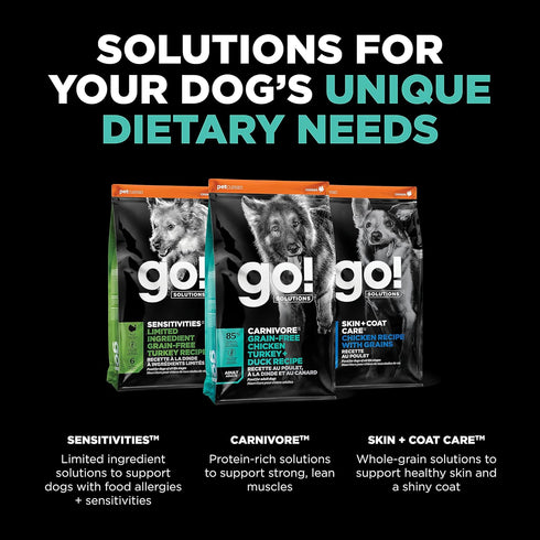 GO! SOLUTIONS Carnivore Grain Free Dog Food - Chicken, Turkey + Duck Recipe - 3.5 lb Dry Dog Food