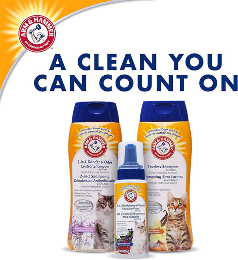 Hammer 2-in-1 20 Oz Arm & Deodorizing & Dander Reducing Shampoo for Cats, Baking Soda Cat Shampoo for Dander, Odor