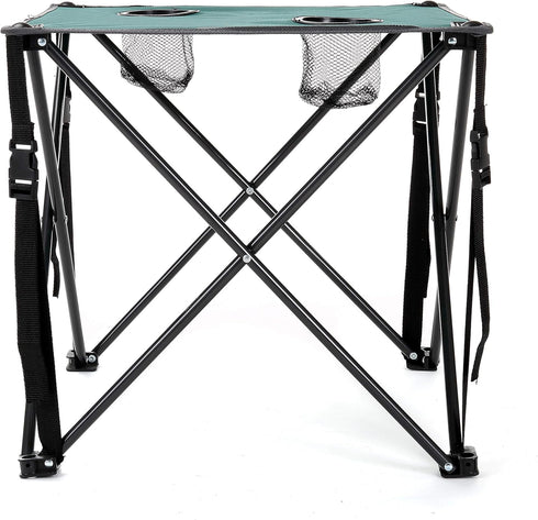 26 (66cm) 2 600D ARROWHEAD OUTDOOR Portable Camping Folding Table, Cup Holders, Square, Carrying Case, Steel Frame