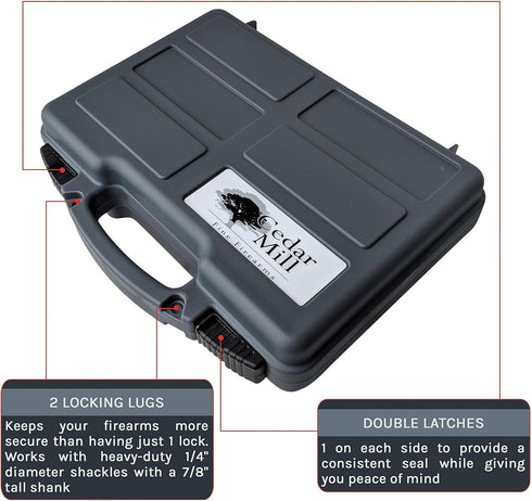 Tactical Hard Pistol Case with Dual-Lock System, Waterproof EPE Foam for Handgun Storage, Travel-Friendly