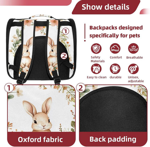 (1) Backpack, Backpack Backpack Cute Baby Animal Bunny Rabbit Cat Dog Carrier, Pet with Breathable Mesh, Pet Travel