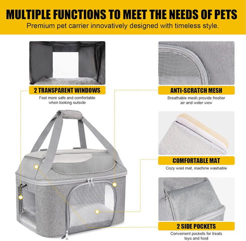 Backpack 20 lbs, Large Cat Carrier Soft Side Pet Carrier for Kitten Puppy Collapsible Travel Small Dog Carrier TSA