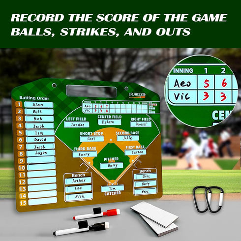 Magnetic Baseball Lineup Board - Baseball Lineup Cards for Dugout, Clipboard for Coaches, Softball Marker Boards (Brown)