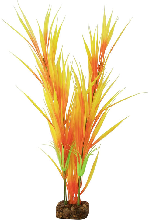GloFish Plant Aquarium Décor, Large Orange and Yellow, Fluorescent Under Blue LED Light