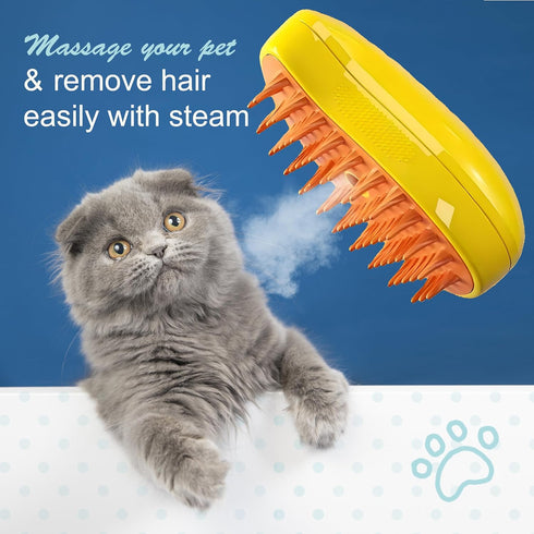 Cat Steamy Brush, Grooming Tool for Cats and Dogs with Steam Function, Massage, and Shedding Hair Removal