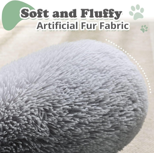 JOLLYVOGUE X-Large Calming Donut Dog Bed, Cozy Soft Cuddler Bed, Anti-Anxiety Washable Round Bed for X-Large Dogs (30")