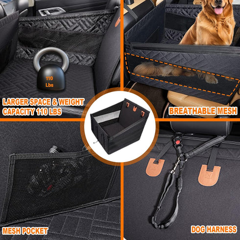 Petmarket Hammock Dog Car Seat for Large Medium Dogs with Seat Belt, Back Seat Extender for Dogs, Waterproof Dog Car