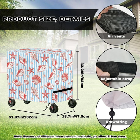 Xumfabuy 80 Cooler Cover, Conch Print Outdoor Bar Cart Cover Compatible with Most Quart Patio Cooler Cart, Ice Chest
