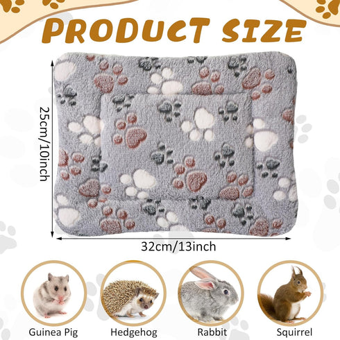 4 Pack Ultra Soft Dog Cat Bed Mat, Cozy Washable Reversible Fleece with Cute Prints, 13 x 10 Inches, Light Gray