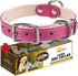 ADITYNA Heavy-Duty Pink Leather Dog Collar for Small Dogs, Soft Padded for Comfort - Girl Dog Collar for Walking,