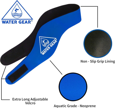 Water Gear Ear Wrap for Swimmers, Comfortable Fit, Prevents Ear Infections, Adult Blue
