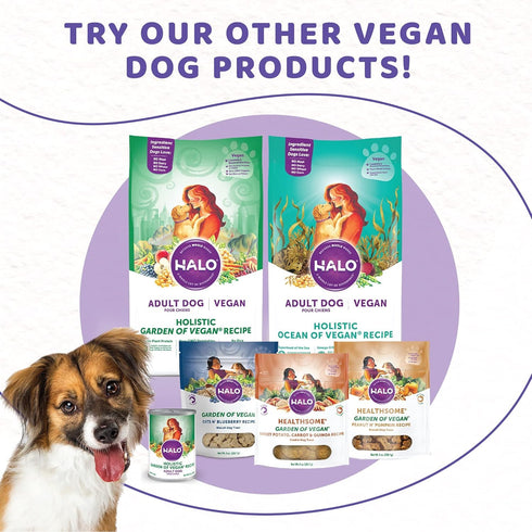 Halo Plant-Based Dog Treats, Peanut Butter & Banana, Vegan Pouch, 8oz