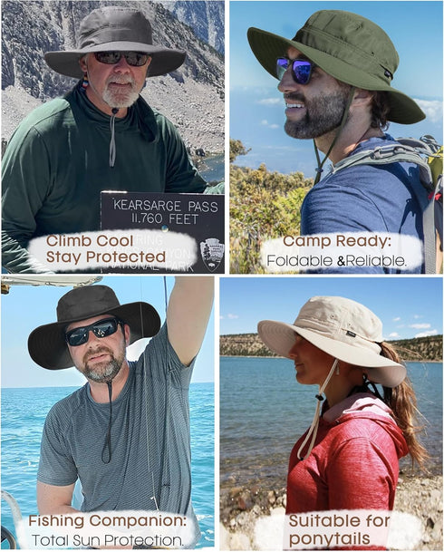 FURTALK Sun Hats for Men and Women, Packable Wide Brim Summer UV Protective Bucket Hat UPF 50+ for Fishing, Hiking