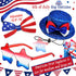 Dog Independence Day Costume, 3PCS 4th July Hat, USA Stars Sunglasses, American Flag Bow Tie Collar for Medium Large