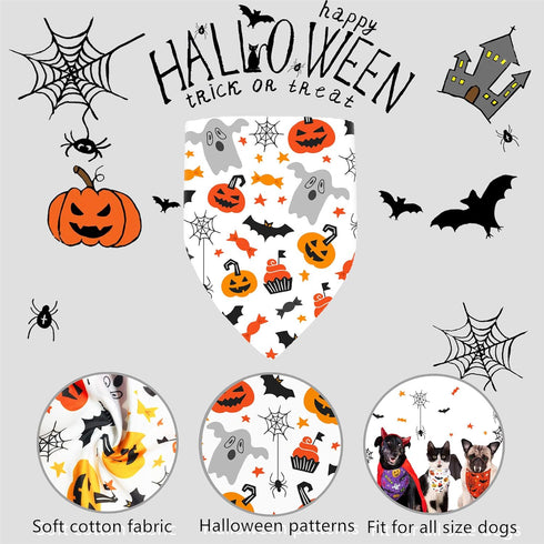 2 Pack Halloween Dog Bandana, Cat Holiday Bibs Scarf Accessories for Small Medium Large Dogs and Cats