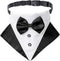 ADOGGYGO Large Dog Tuxedo Wedding Bandana Collar with Bow Tie, Adjustable Pet Bowtie Collar for Dogs
