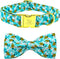 Elegant Blue Bees Print Dog Collar with Bow Tie, Summer Collar for Small Medium Large Dogs