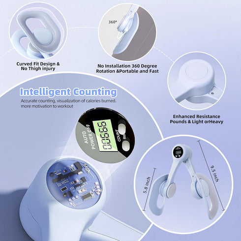 Counter Thigh Trainer Master, Pelvic Floor Strengthening Device with Display Hip Trainer Kegel Exerciser, Leg Inner